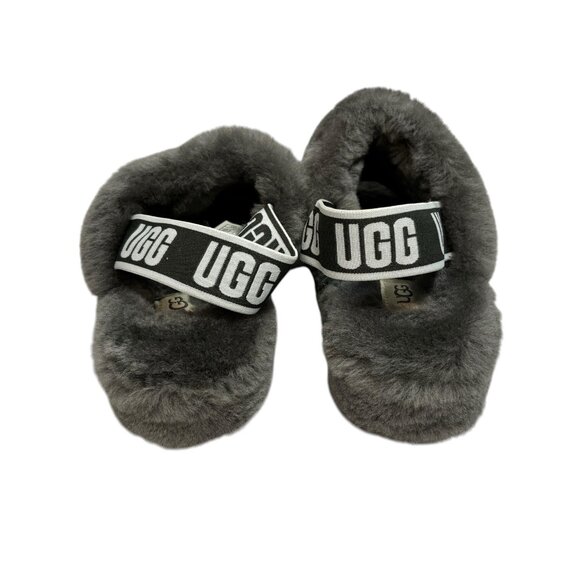 UGG Women's Fluff Yeah Slide Sandals Slippers Size 7 Gray Charcoal Sheepskin - Picture 3 of 7